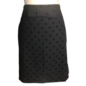 LOFT Ann Taylor Factory Sz 4 Women's Black Polka Dot Bow Pencil Skirt